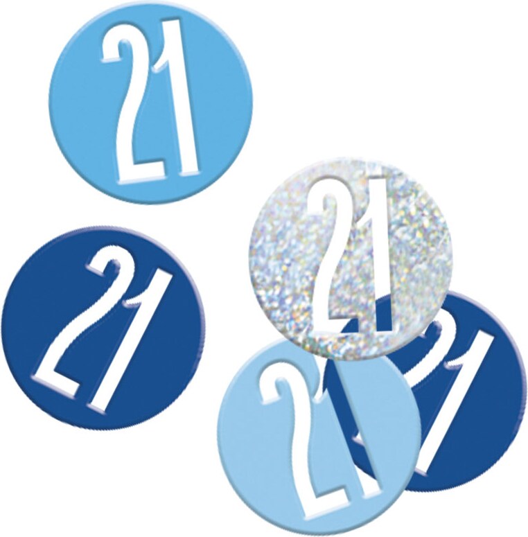 Konfetti blau & silber Zahl 21