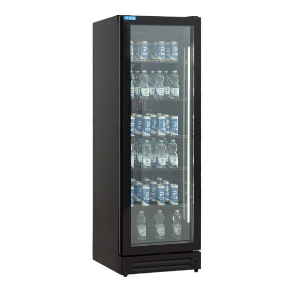 Vetrinetta frigo bibite da 382 lt premium nera temperatura da 0°C a +10°C