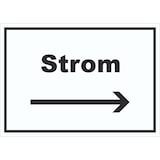 thumbnail of Strom Schild mit Text und Richtungspfeil rechts Anschluss waagerecht A0 (841x1189mm)