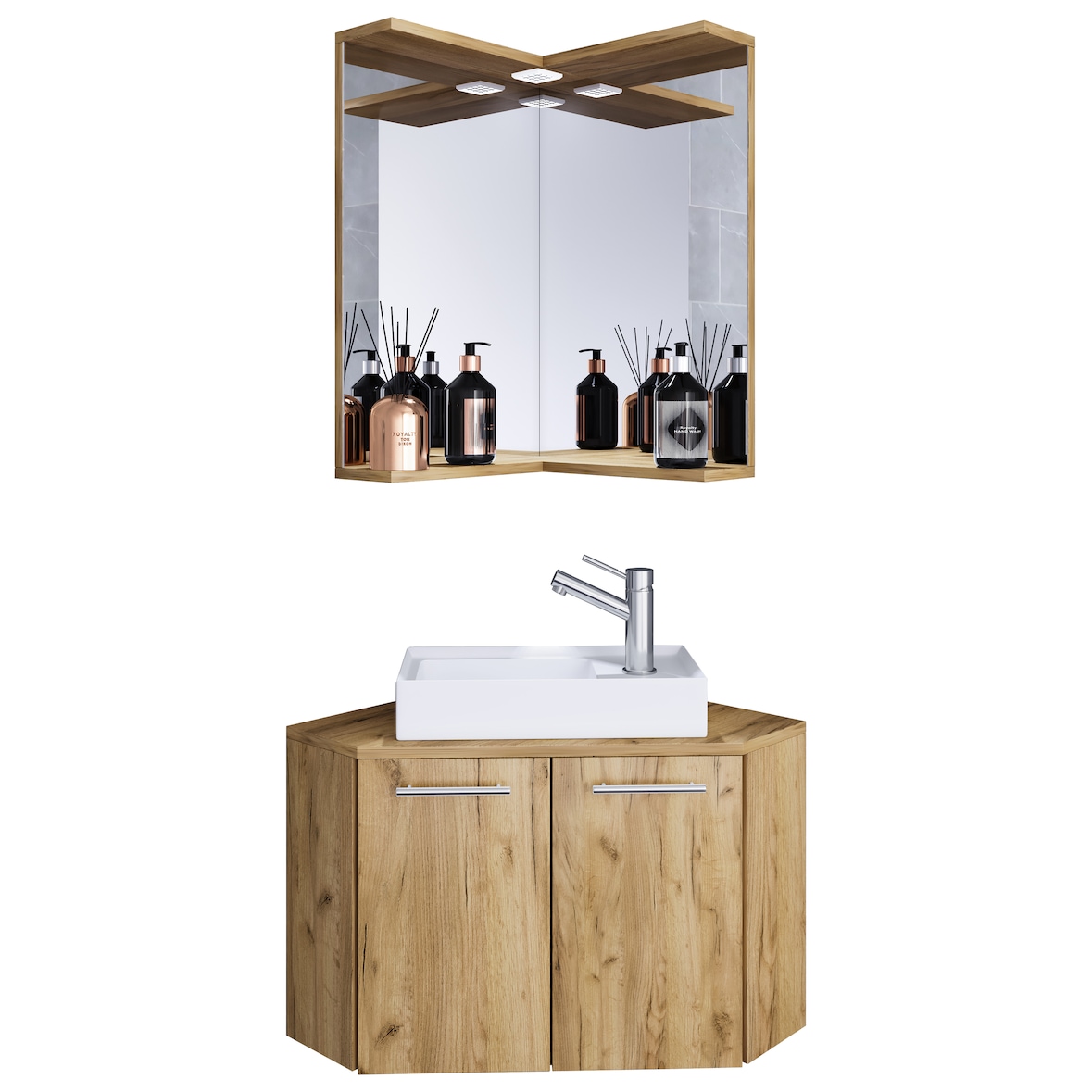VCM Badmöbel Waschtisch Vilosa Honig-Eiche H. 95 x B. 50 x T. 50 cm