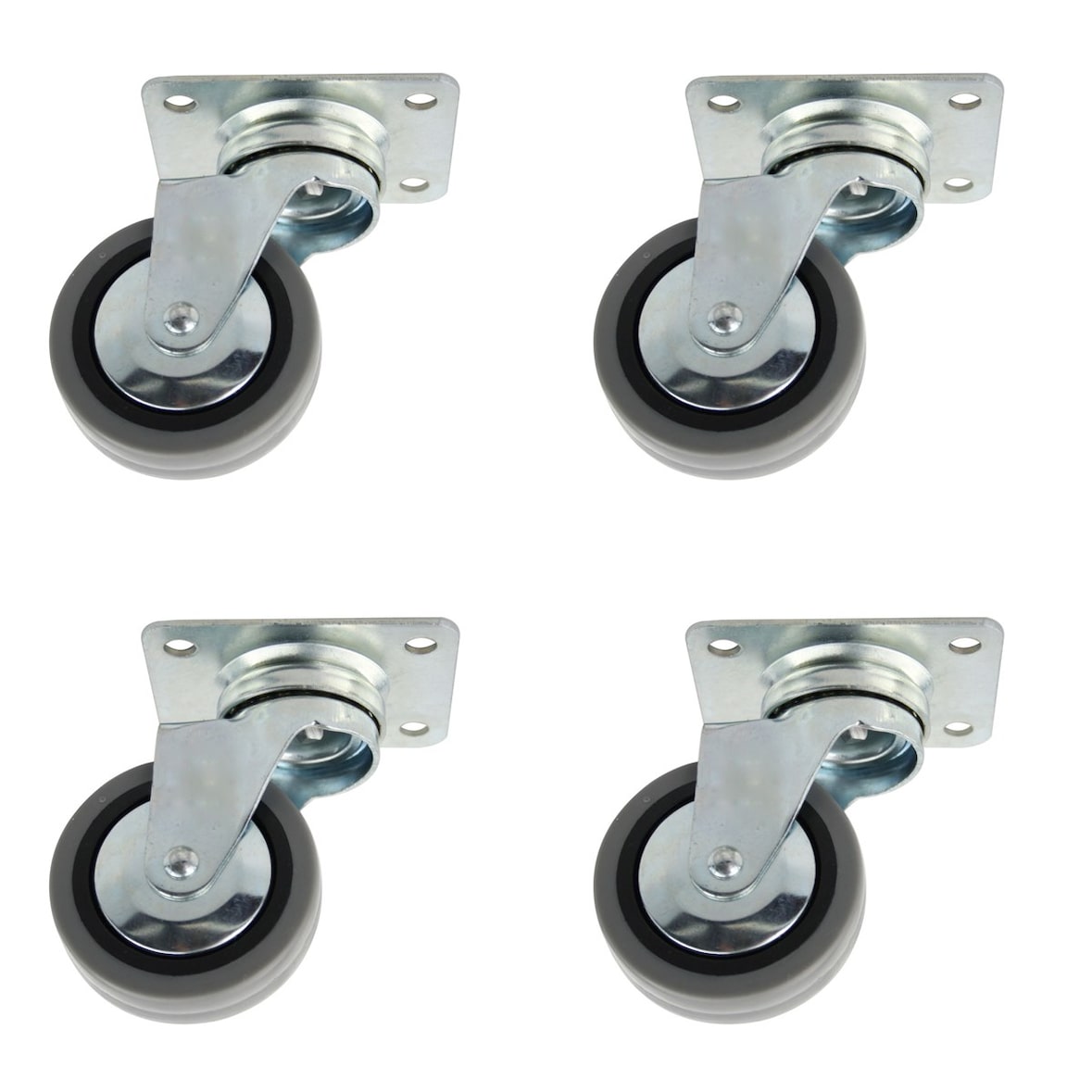 Lenkrollen 4er Set ø 60 mm mit Anschraubplatte Hartgummirollen Möbelrollen