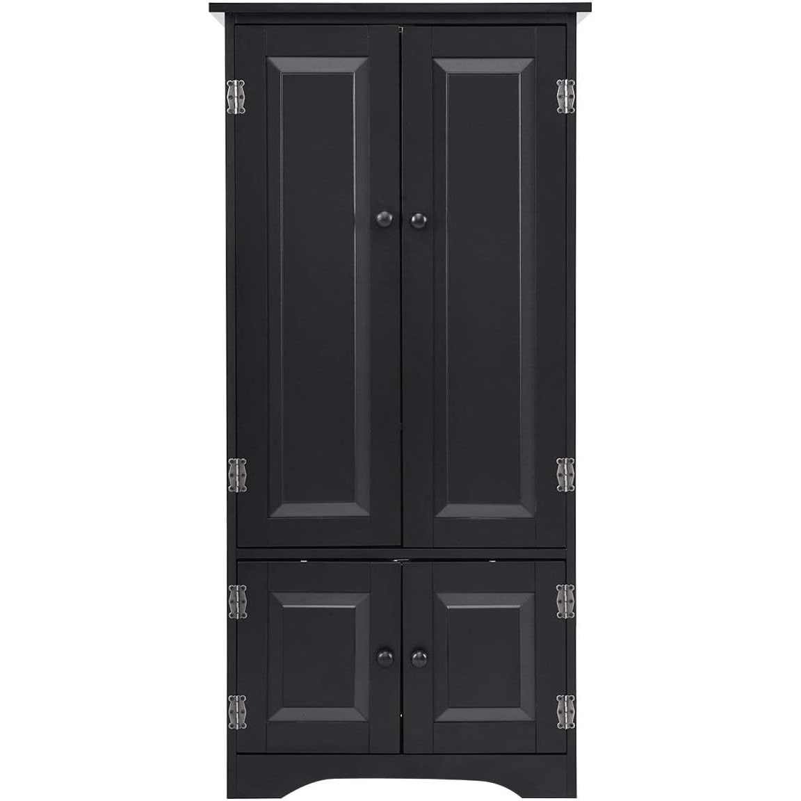COSTWAY Mueble Auxiliar de Madera, Armario Lateral Multiusos para Salón, Baño, Cocina 59 x 32 x 123 cm (Negro)