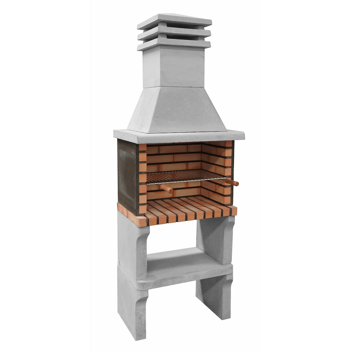 MF - Vorgefertigter gemauerter Grill für Holz und Holzkohle, Modell Iberia Plus XL (Grau, Orange - 69 x 47 x 190 cm) REF: 3547 - Für den Außenbereich