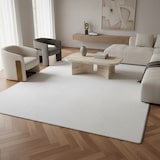 thumbnail of Teppich Kurzflor Unifarben Polyester Antirutsch Wohnzimmer Weiß Rechteckig 160x220 | Kadima Design