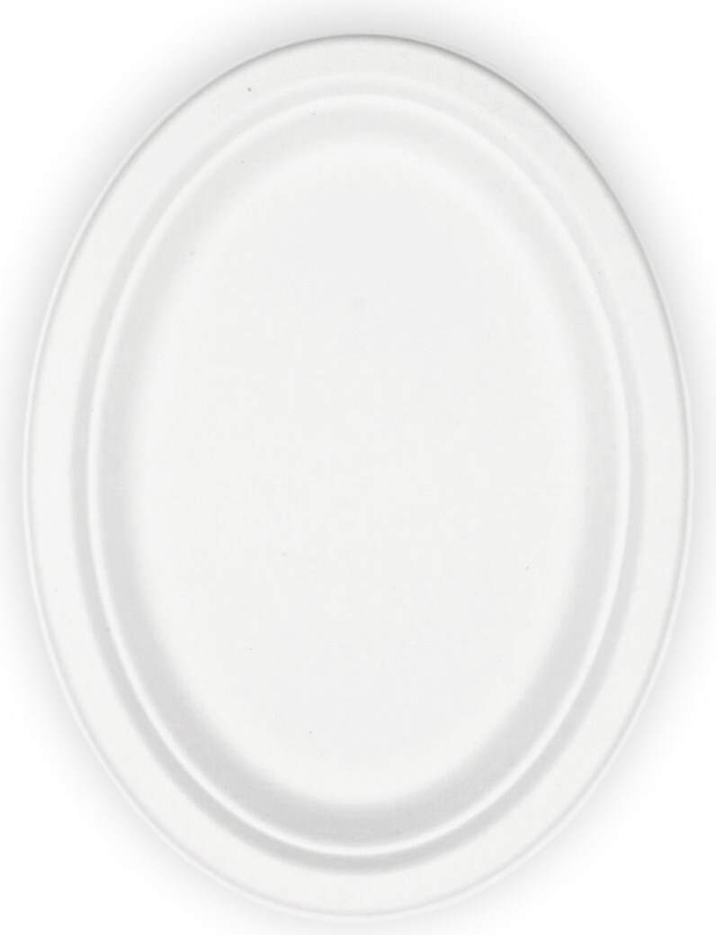 Bio Teller aus Zuckerrohr Oval 26 cm x 20 cm 50 Stück
