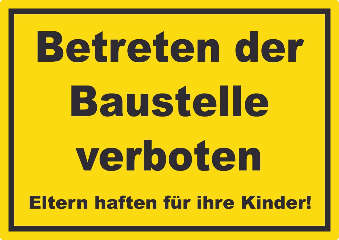 Betreten der Baustelle Schild gelb-schwarz A2 (420x594mm)