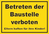 thumbnail of Betreten der Baustelle Schild gelb-schwarz A2 (420x594mm)