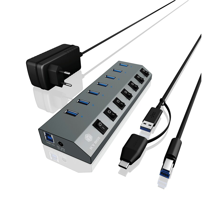 RaidSonic 60838 RaidSonic IB-HUB1701-C3 7 port USB 3.0 Type-A Hub