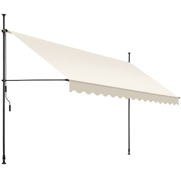 tectake Toldo dobrável para varanda com manivela, altura regulável 400 x 180 cm bege - 404969
