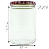 thumbnail of Confituurpot Jampot Inmaakpot met geruite schroefdeksel van 540 ml – 8.5 x 8.5 x 11.5 cm - 18 stuks