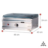 thumbnail of Romux® - Plancha Hierro a Gas Mitad Ranurada 50 cm Sobremesa | Plancha Industrial para Hostelería de Calentamiento Rápido para un Cocinado Profesional
