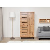 thumbnail of Armadio HWC-M46, scaffale alto Armadio a colonna, 4 ante 8 vani portaoggetti, 162x80x32cm, colore naturale