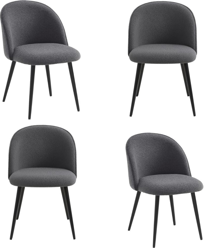 Set mit 4 gepolsterten Esszimmerstühlen aus Bouclé, Sessel für Wohnzimmer, Küche, modernes Design, Metallbeine, 53 x 44 x 81 cm
