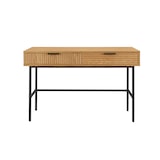 thumbnail of SalesFever Schreibtisch | mit 2 Schubladen | MDF Eiche Echtholzfurnier | Gestell Metall | B 120 x T 60 x H 75 cm | natur – schwarz