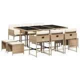 thumbnail of vidaXL 11-tlg. Garten-Essgruppe mit Kissen Beige Poly Rattan