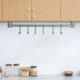 thumbnail of Intirilife Hängeleiste für die Küche aus Edelstahl mit 7 Haken zum Bohren - 39.6 x 3.4 x 2.2 cm Küchen Reling Hakenleiste Küchenstange Wandhalterung