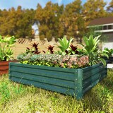 thumbnail of Outsunny jardinera exterior grande rectangular de acero galvanizado con base abierta para cultivar plantas flores hierba 120x120x30 cm verde