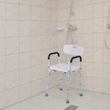thumbnail of HOMCOM Silla para Ducha Regulable en Altura con Reposabrazos y Respaldo 51.5x43.5x71-84 cm Blanca