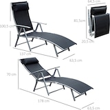 thumbnail of Tumbona plegable tumbona de jardín con respaldo ajustable en 7 niveles almohada y reposabrazos carga 165 kg para piscina terraza 137x63,5x100,5 cm