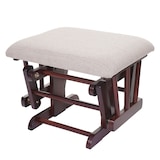 thumbnail of Relaxsessel HWC-C76, Schaukelstuhl Sessel Schwingstuhl mit Hocker ~ Stoff/Textil, creme-grau, Gestell braun