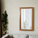 thumbnail of Teak wandspiegel HWC-M75, badkamerspiegel, houten lijst, B-kwaliteit teakhout van hoge kwaliteit (kernhout, 20-30 jaar), 71x40cm