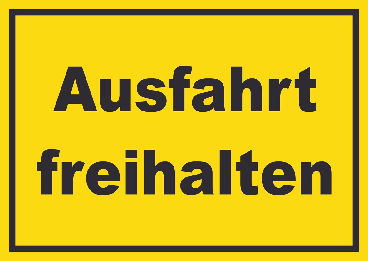 Ausfahrt freihalten Schild gelb-schwarz A4 Rückseite selbstklebend