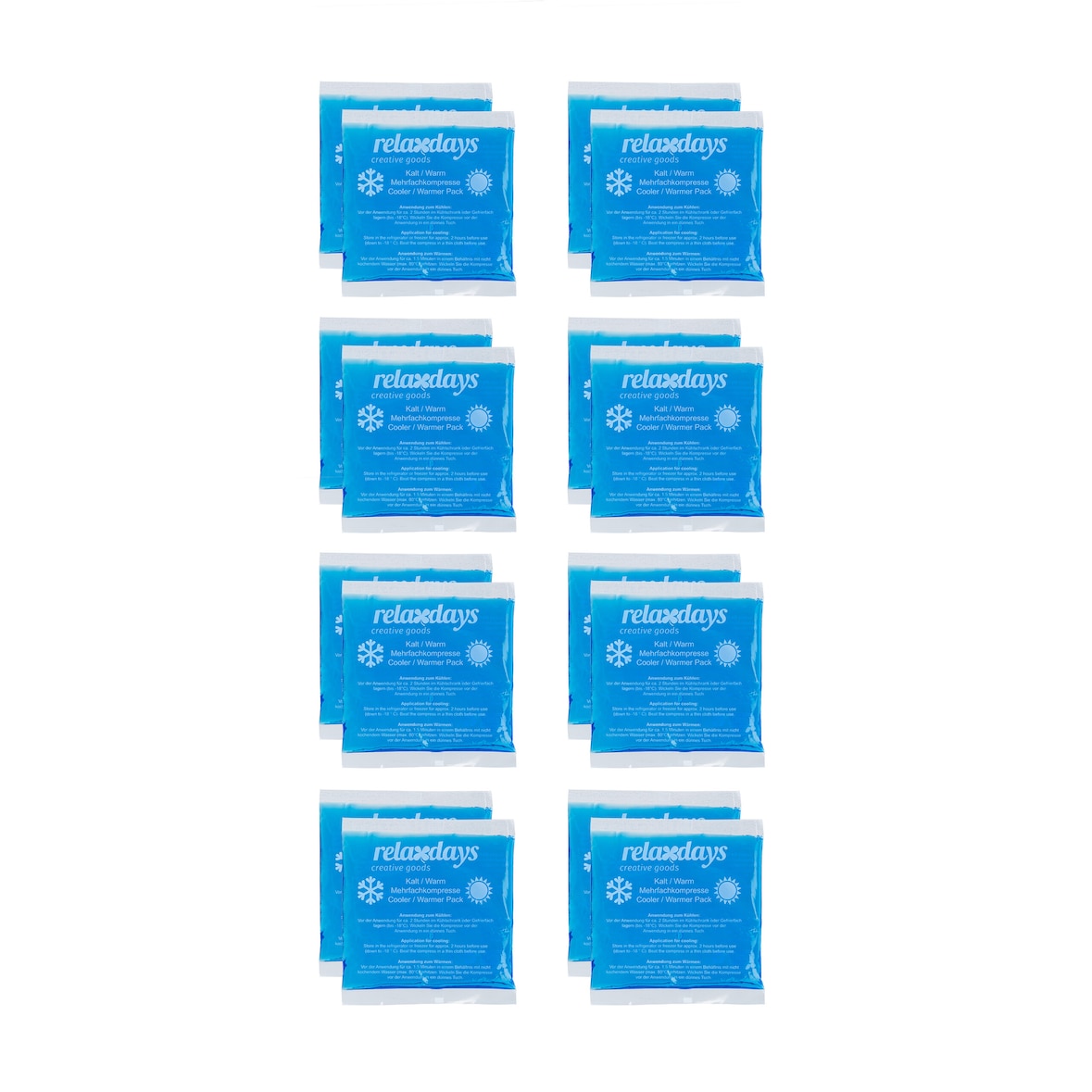Relaxdays Kühlpads, 16er Set, Kalt-Warm-Kompressen, 14 x 13 cm, Erste Hilfe, wiederverwendbare Gelkühlkompressen, blau