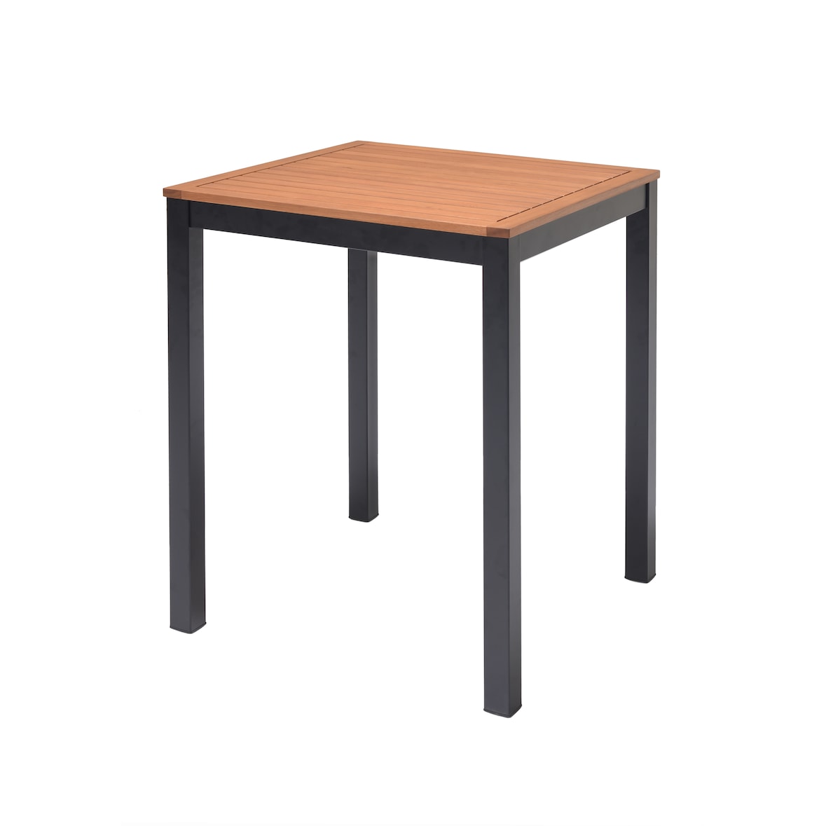 METRO PROFESSIONAL Mesa de bar Lynx, aluminio/madera de eucalipto, 71.5 x 71.5 cm, negro