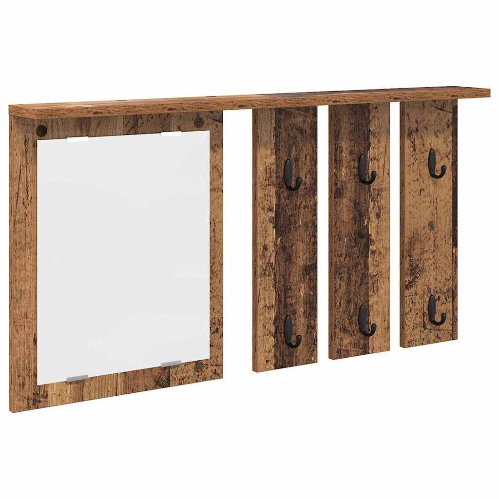 vidaXL Wandmontierter Kleiderständer mit Regal Altholz 85 x 10 x 45 cm