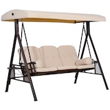 thumbnail of Outsunny Columpio Balancín de Jardín de 3 Plazas con Techo Parasol 2 Cojines Bandeja para Bebidas y Marco de Metal Carga 360 kg 207x120,5x174 cm