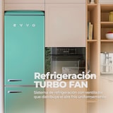 thumbnail of EVVO Frigorífico combi F55 Retro Verde Aquamarina, refrigerador 216 litros, congelador 84 litros, diseño vintage
