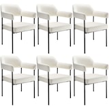 thumbnail of tectake Cadeira de jantar Doé, estofada, pernas de aço - Conjunto de 6 Efeito veludo off-white