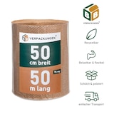 thumbnail of 1 x Luftpolsterfolie (0,5 x 50 m) 3-lagig 75 my Papierkaschiert Schutzfolie Noppen Versandfolie Polster Verpacken Knallfolie Transport BB-Verpackungen