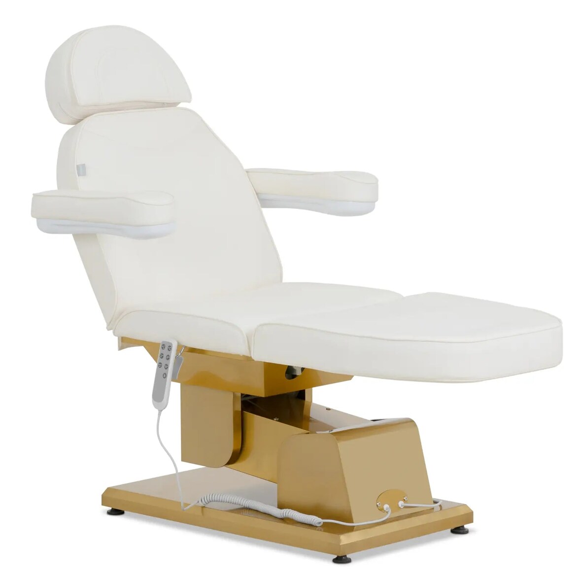 Helloshop26 - Professionelle elektrische Massageliege 200 kg Belastbarkeit beheizt 3 Motoren gold-weiß 14_0010000