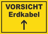 thumbnail of Vorsicht Erdkabel mit Richtungspfeil oben Schild A0 (841x1189mm)