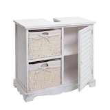 thumbnail of Décoshop26 - Badezimmermöbel-Set bestehend aus Waschtisch Wandspiegel und Aufbewahrungsschrank aus weiß gealtertem Holz 04_0006703