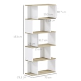 thumbnail of HOMCOM estantería librería estilo nórdico librería con 5 estantes antivuelco carga 25 kg para estudio oficina salón 70x29,5x163 cm