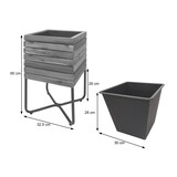 thumbnail of Plantenbak HWC-L25, Bloembak vierkant 60x33x33cm Outdoor Staal Acaciahout MVG-gecertificeerd, bruin