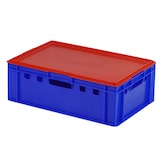 thumbnail of E2 Kiste (600 x 400 x 200mm) mit rotem Deckel Fleischkiste Lagerkiste Metzgerkiste in Blau