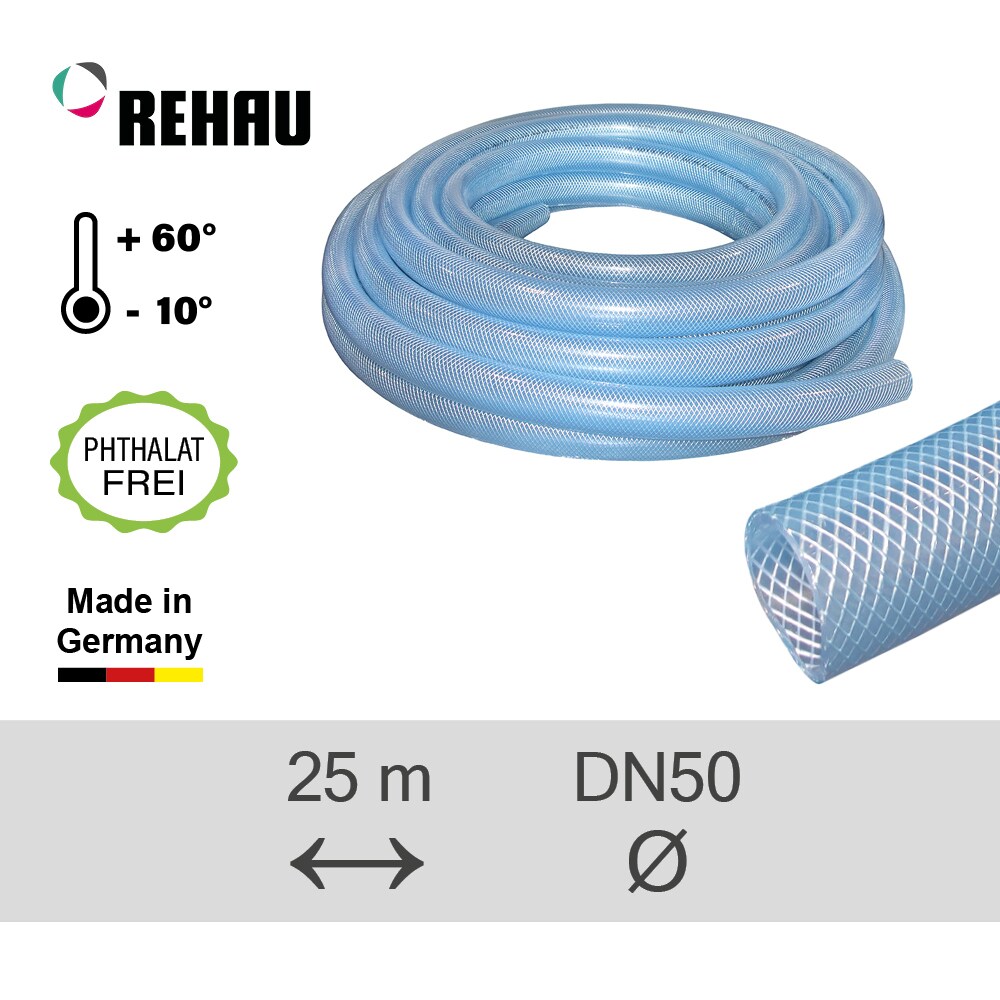 REHAU Industrieschlauch Transparent 25 m DN 50 TÜV-geprüft