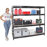 thumbnail of PROREGAL Profi Schwerlastregal RHINO | HxBxT 180x200x60cm | 4 Spanplatten-Ebenen 8mm | Fachlast 500kg | Schwarz | Stecksystem Lagerregal Regalsystem