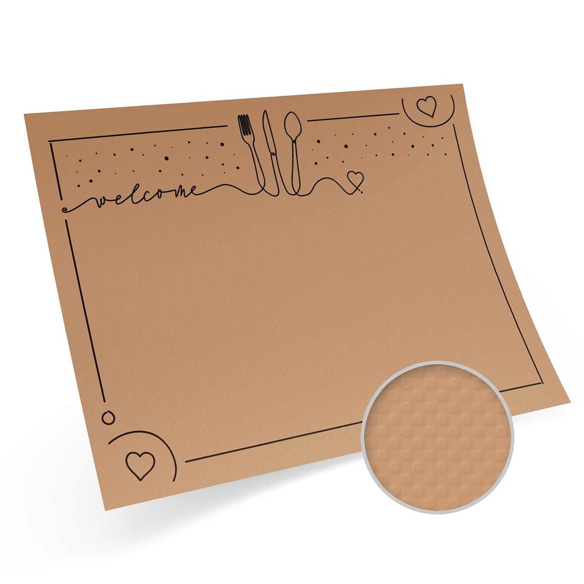 1000x Tischset Platzset aus Kraftpapier 40 x 30 cm braun bedruckt "welcome"