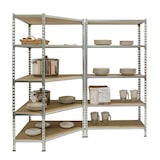 thumbnail of Maderclick Metalen hoekrek zonder schroeven 5 planken + 2 Maderclick planken. ANTRACIET/HOUT kleur 1800x1800x500 mm