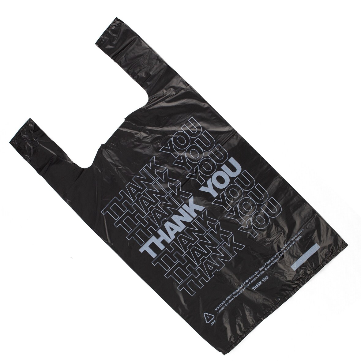 DayBays 2000 Stk. Hemdchentragetaschen 30+15x55 cm HDPE Mit Druck Thank You geblockt