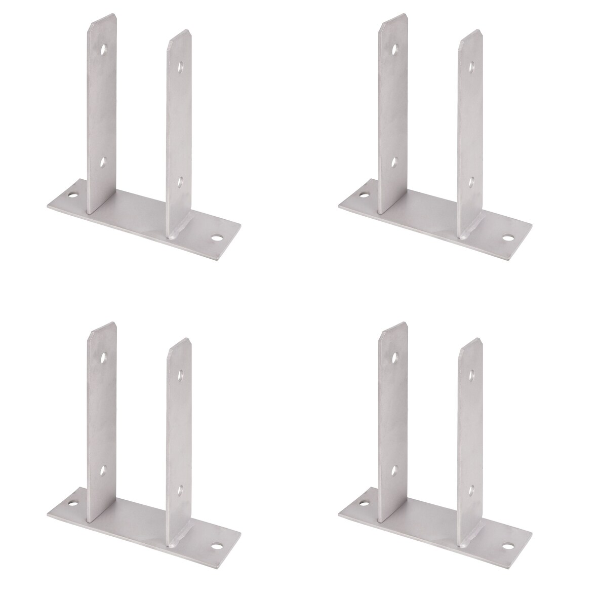Alberts 4 x U-Pfostenträger, zum Aufschrauben, Edelstahl, für Holzpfosten 71 mm, Höhe 200 mm