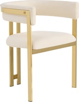 thumbnail of Merax 2er Set Esszimmerstühle Beige Chenille, Polsterstühle mit C-förmiger Rückenlehne, goldfarbenen Metallbeinen & 150 kg Belastbarkeit