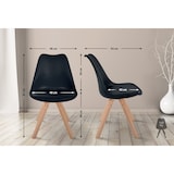 thumbnail of Set de 4 sillas de comedor Sofia con base de madera y asiento en polipiel Negro/Natural (cuadrado)