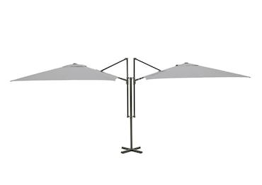METRO PROFESSIONAL Guarda-sol duplo quadrado, aço, 2.5 x 2.5 m, repelente de água, prateado/cinzento