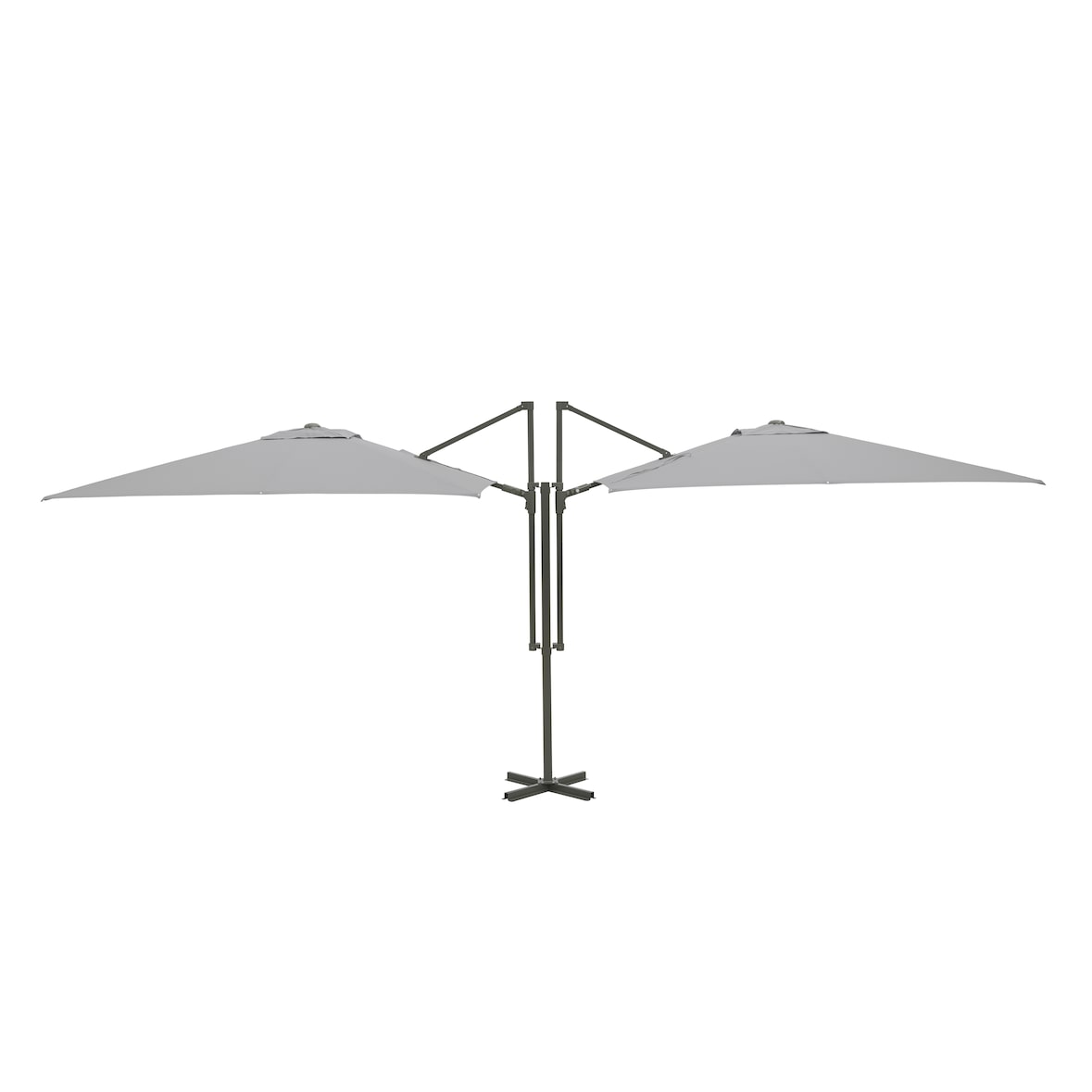 METRO PROFESSIONAL Ombrellone quadrato a doppio braccio, acciaio, 2.5 x 2.5 m, idrorepellente, argento/grigio