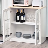 thumbnail of Armario de cocina alacena de cocina con estantes y puertas de vidrio para pequeños electrodomésticos y menaje para comedor sala 80x37x183 cm